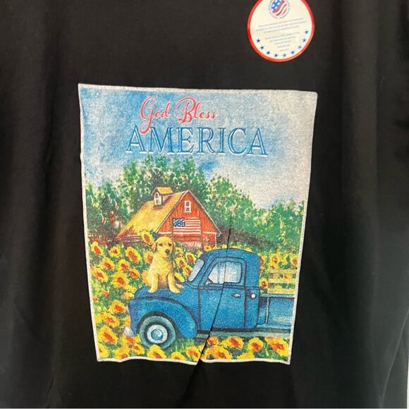 NWOT God Bless America Golden Puppy & Old Truck w/ Barn Tee Shirt Size Large - Picture 2 of 5